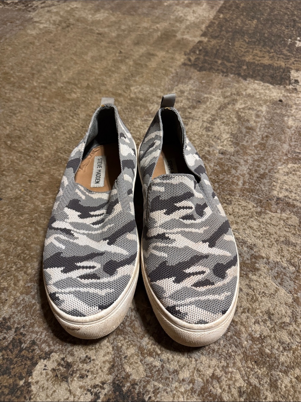 Steve Madden Grey Camouflage Knit Slip-On Sneakers